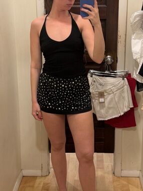 Boutique Studded Black Mini Skort Size M
